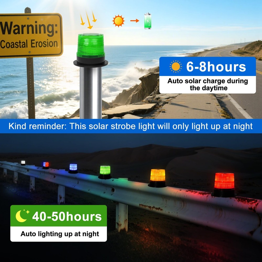 Solar Strobe Warning Light with Strong Magnetic Base LED Warning Lamp Super B...