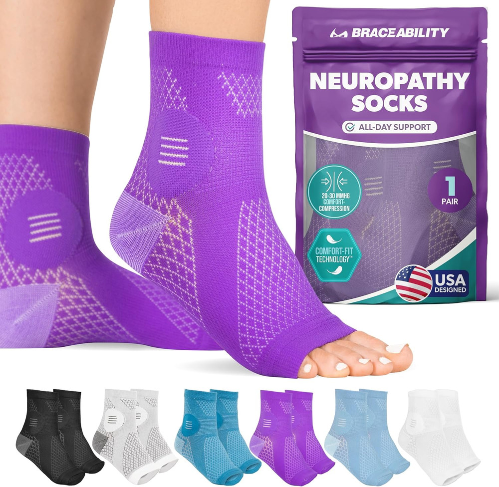 Braceability Neuropathy Socks (Pair) - Peripheral Neuritis Compression Diabetic