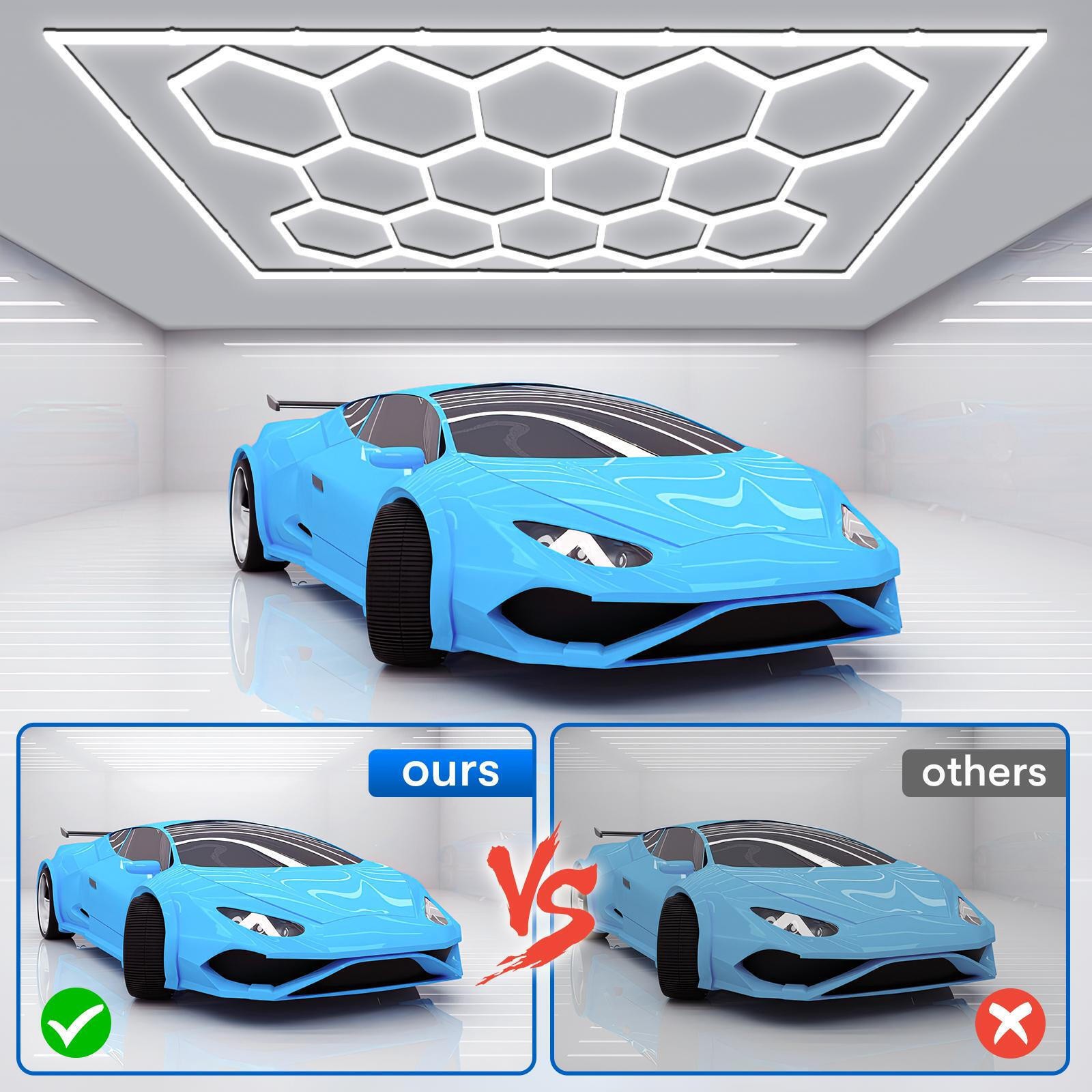 14 Hexagon LED Lighting Car Detail Garage Workshop Gym Honeycomb Lights 6500K US