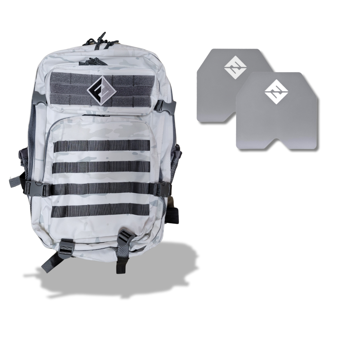 F&F STEEL Tactical Fitness Backpack with Weight Plates for Rucking and Training
