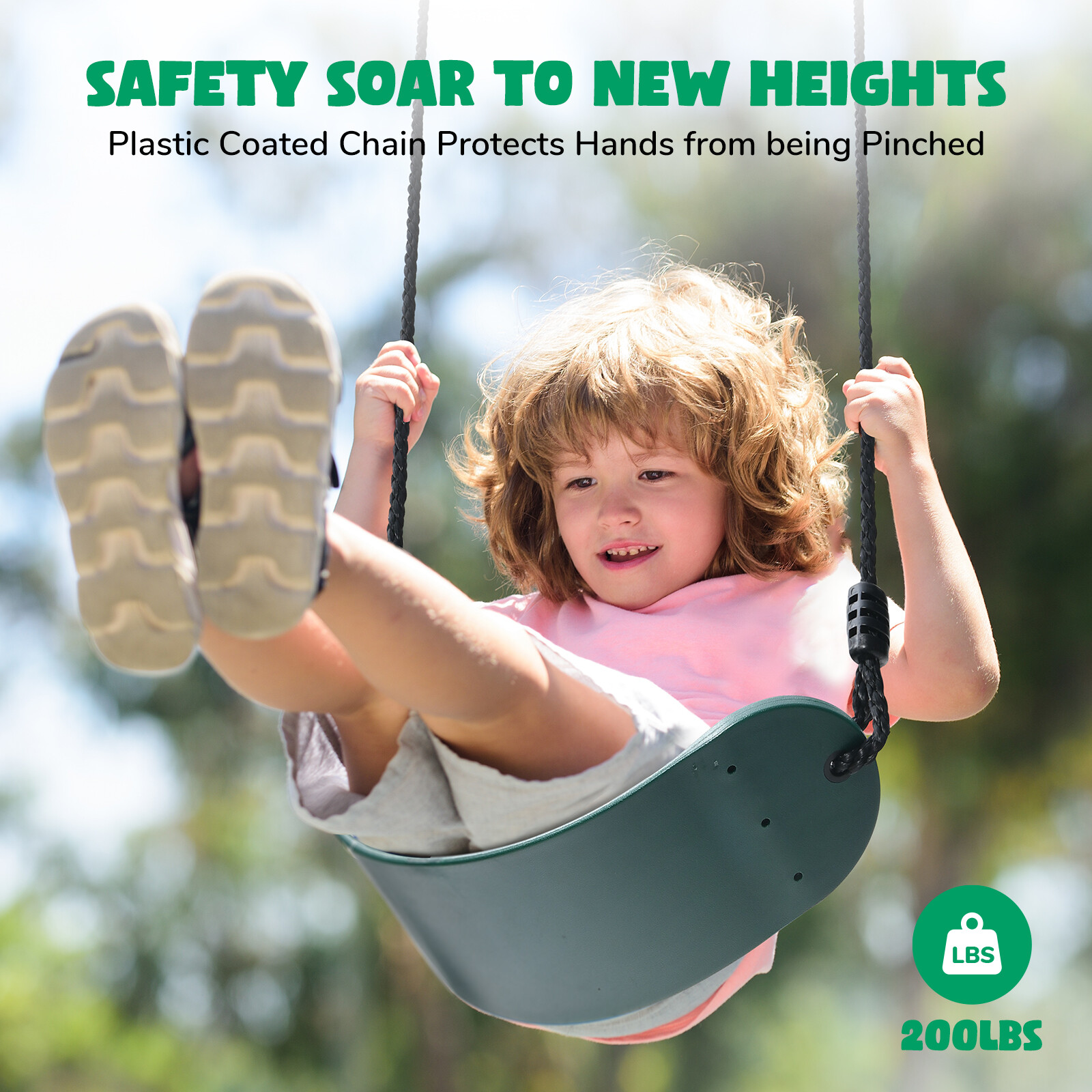 600lb Metal Swing Set Heavy Duty Frame Kids Adult Backyard Playset with 3 Swings