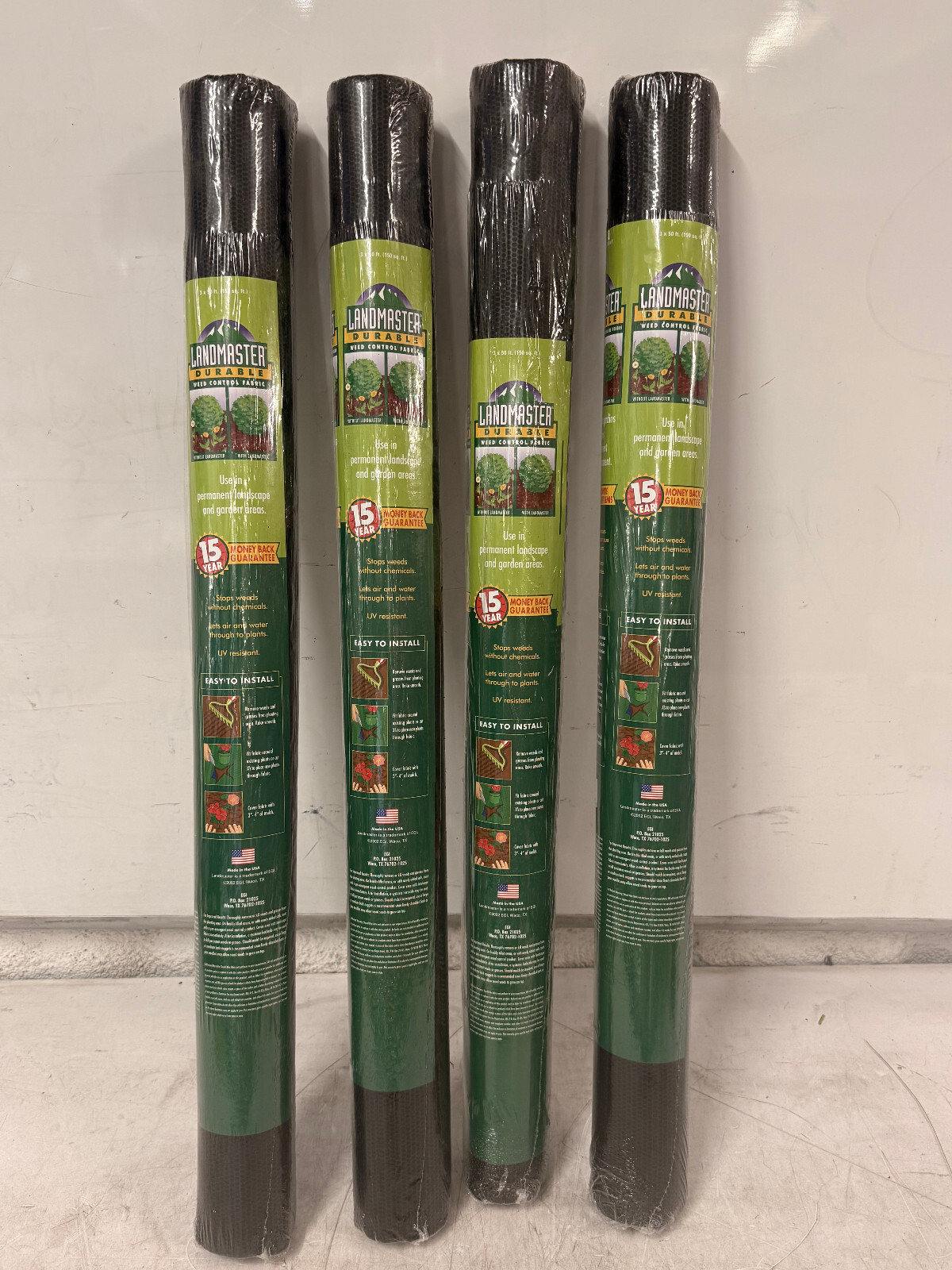 4 ROLLS Landmaster 15 Yr Durable 3 x 50' ea Weed Control Landscape Fabric 301041