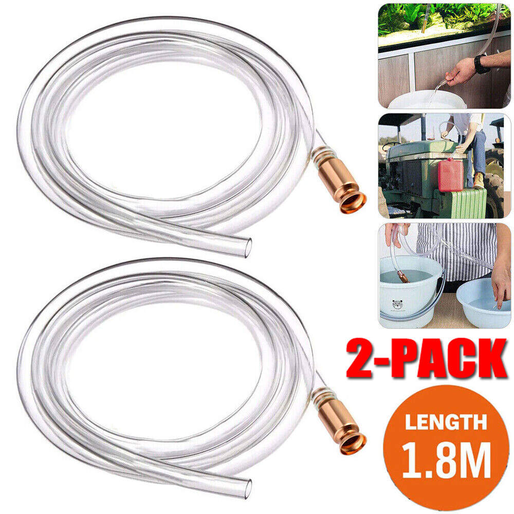 2Pack 1.8M 6FT Siphon Hose Pump Self Priming Jiggler Shaker Transfer Fuel Water