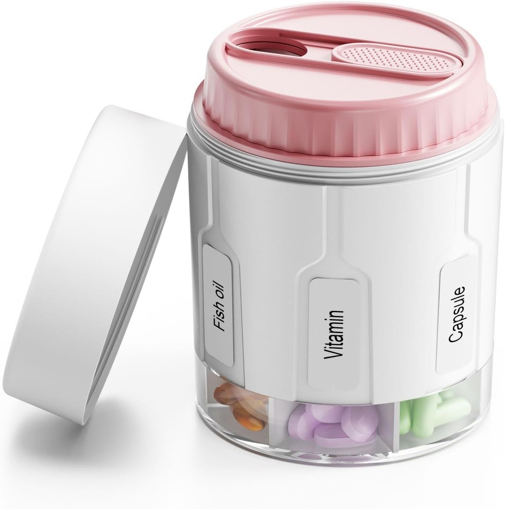 Daviky Pill Bottle Organizer, Supplement Organizer with 7 Large Compartments