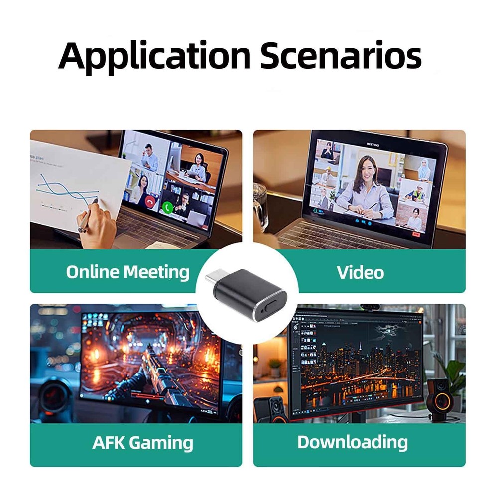 Mouse Jiggler USB C – Undetectable Mouse Mover with On/Off Switch, Multi-T
