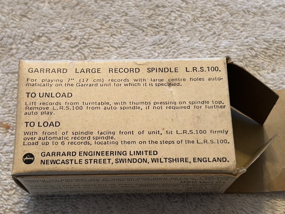 Garrard NOS L.R.S. 100 Large Record Spindle