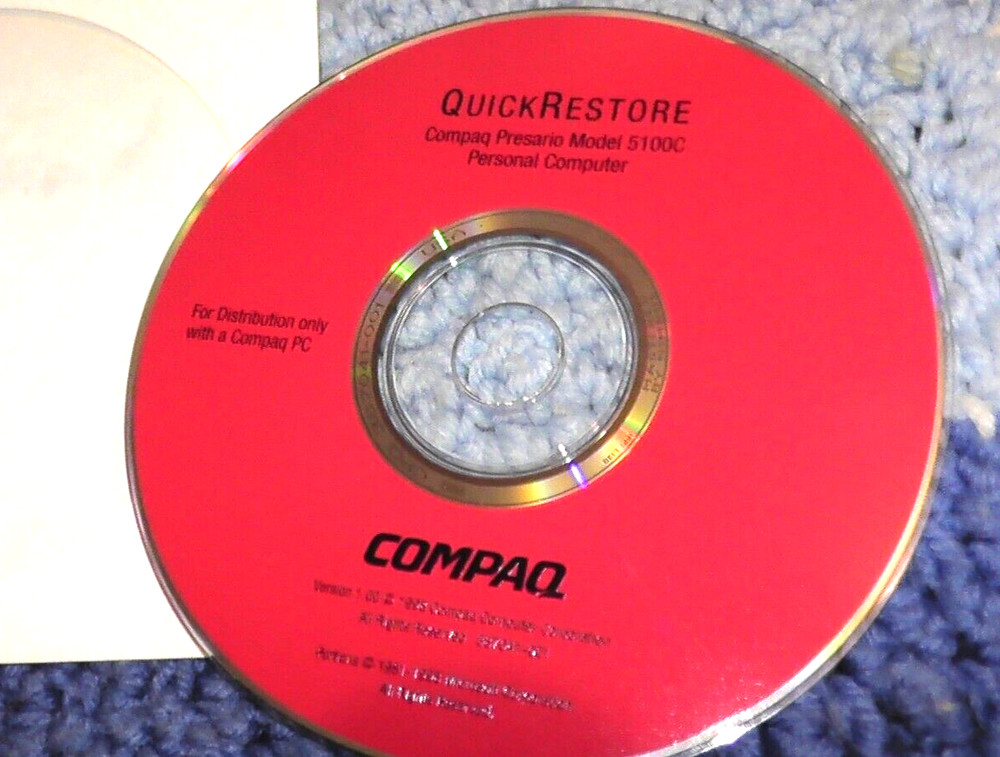 quickrestore compaq presario model 5100c personal computer disc quick restore pc