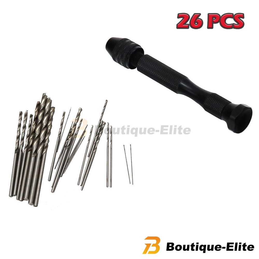 26PCS/Set Hobby Precision Pin Vise Mini Micro Hand Twist Drill Bits Rotary Tool