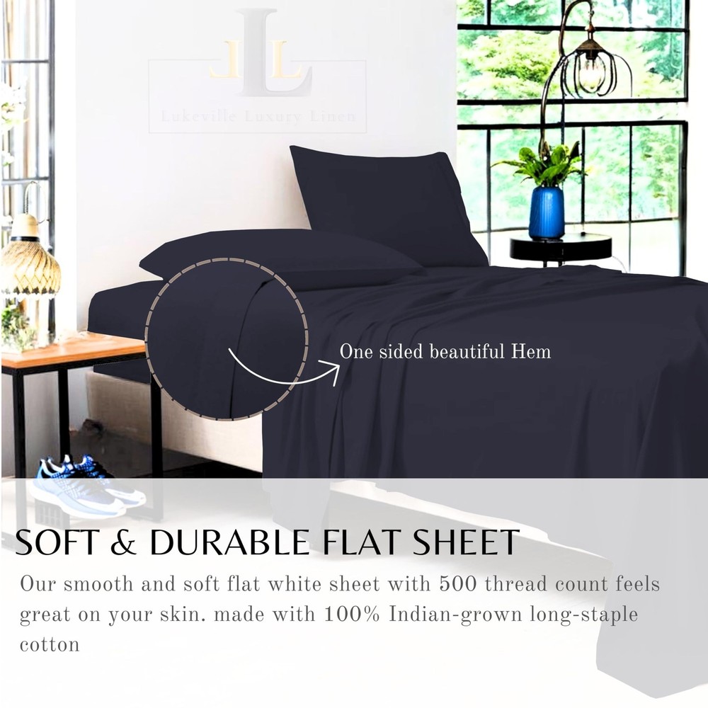 Full XL Size Bed Sheets - Softest 100% Cotton 4PC Sheet Set -500 Thread Count...