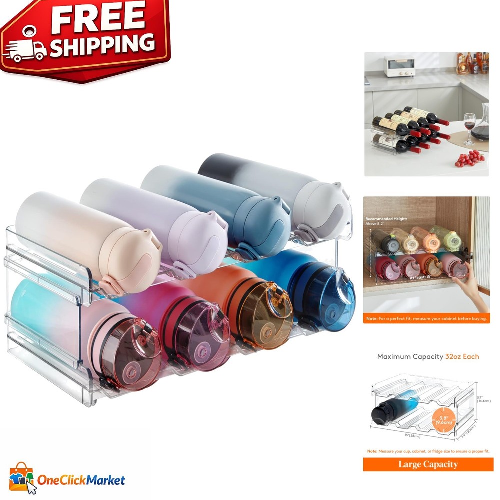 Durable Shatterproof Bottle Organizer - Stackable for 8 Bottles, Home Essential
