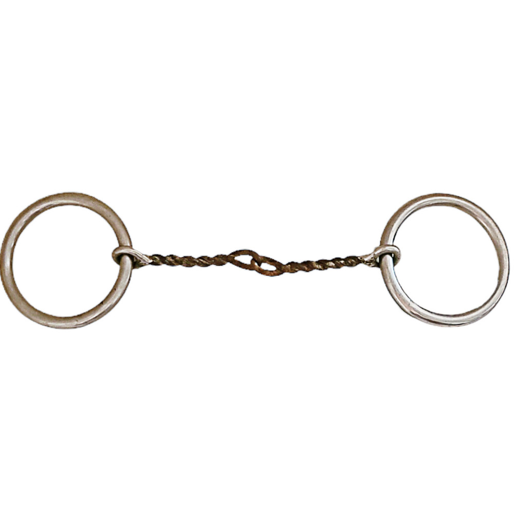 Unmarked Heavy Stainless 3 inch O Ring 3/8 in Diameter Twisted Wire Snaffle Bit