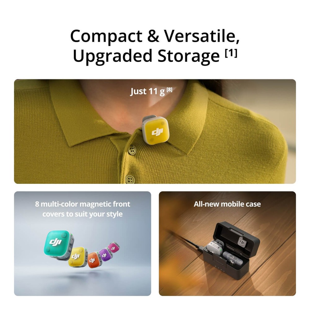 DJI Mic Mini 2 (2 TX+ 1 RX+ Charging Case) Wireless Microphone for iPhone/Camera