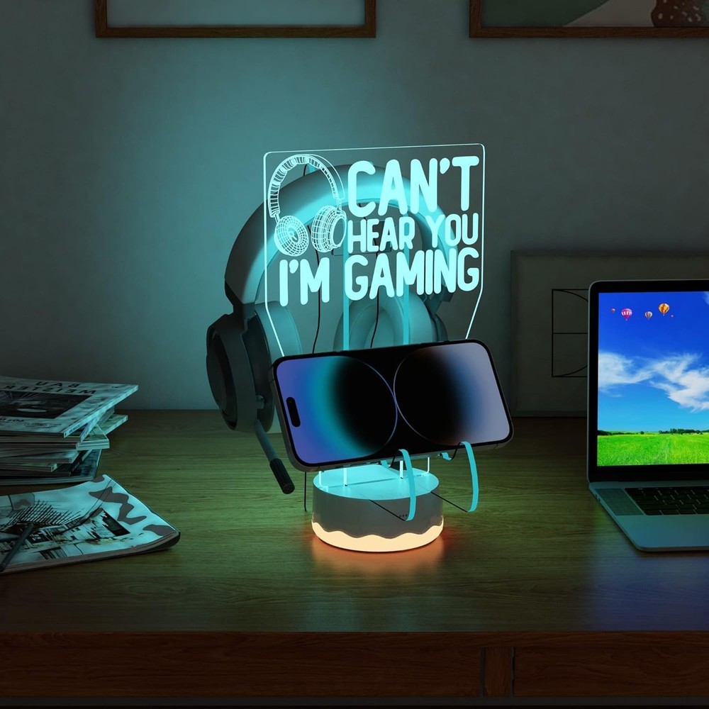 Headphone Controller Stand Light up 16 Colors 3D LED Lights Headset Gamepad