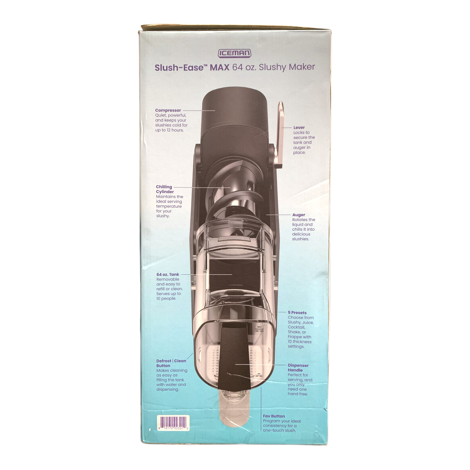 Iceman Slush-Ease Slushy Maker with Customizable Thickness, 64oz, Black