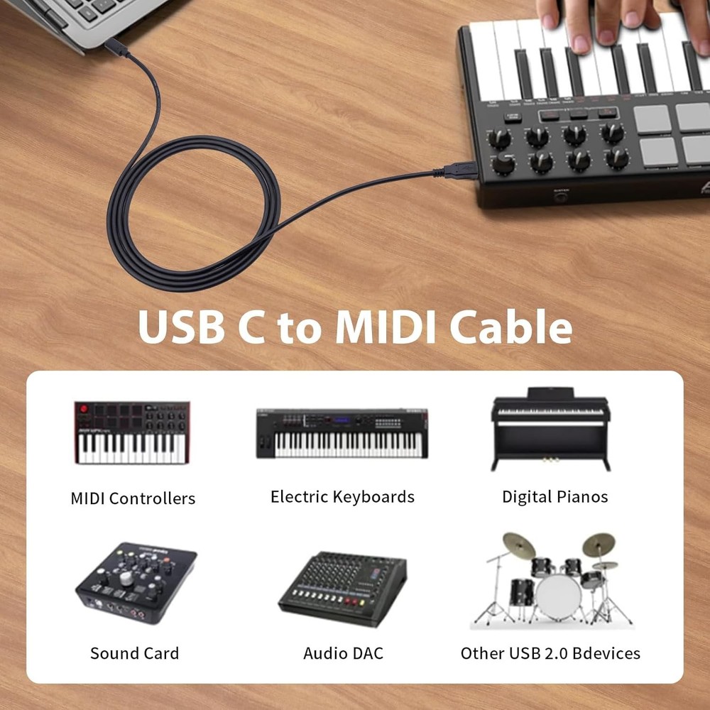 USB C Printer Cable 6FT C MIDI Compatible with iPad Pro Air...