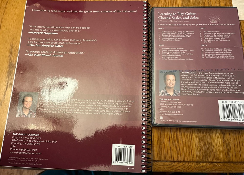 The Great Courses LEARNING TO PLAY GUITAR Guide & WORKBOOK New