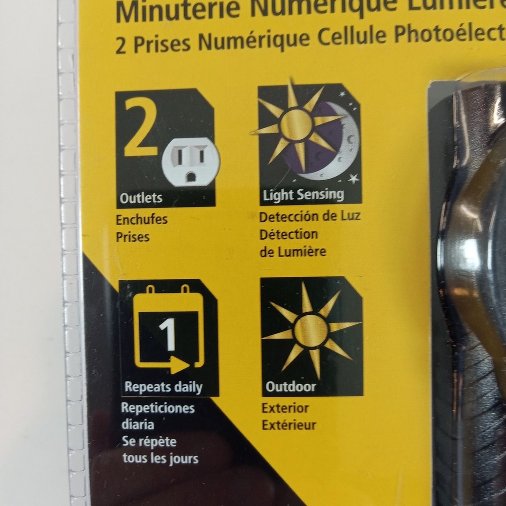 Stanley TM502 Digital Light Timer Select Twin 2-Outlet Photocell Timer