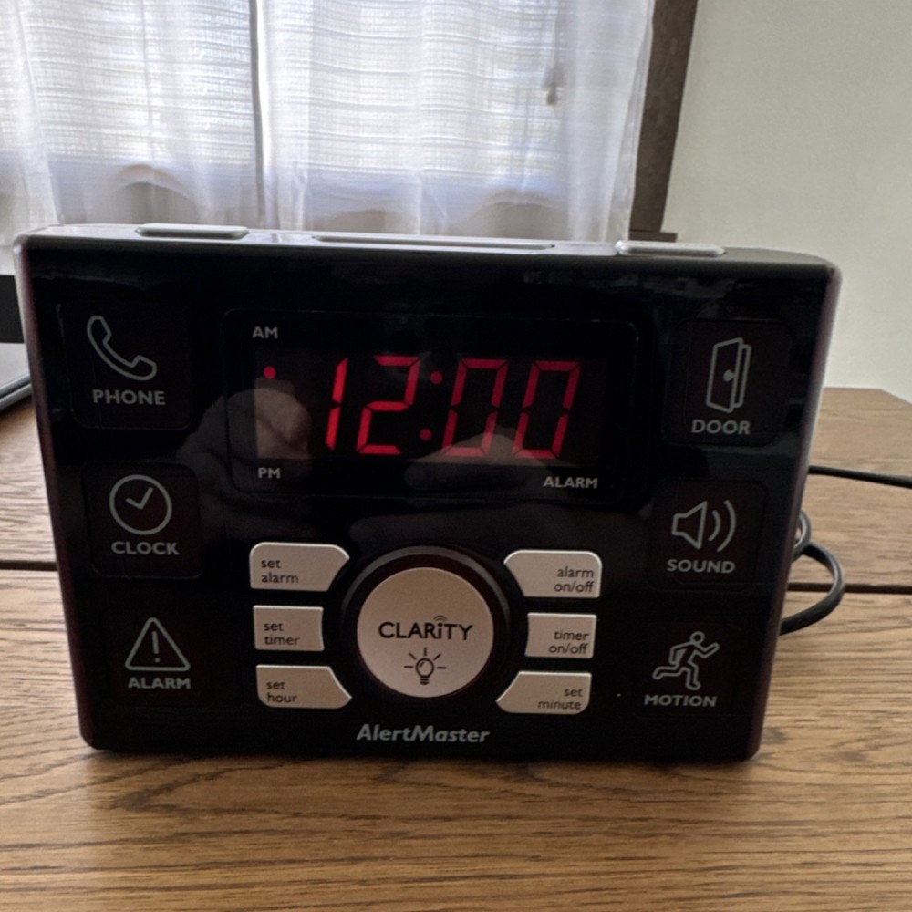 Clarity AlertMaster AL10 Digital Alarm Clock Black Rectangular Snooze Dimmer