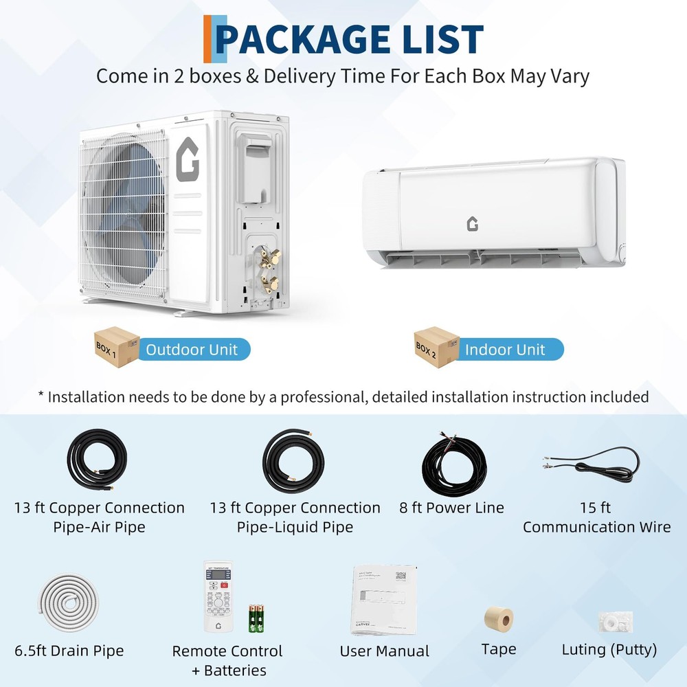 ✅9000BTU Ductless Mini Split Systems Air Conditioner Heating & Cooling SEER2 18.