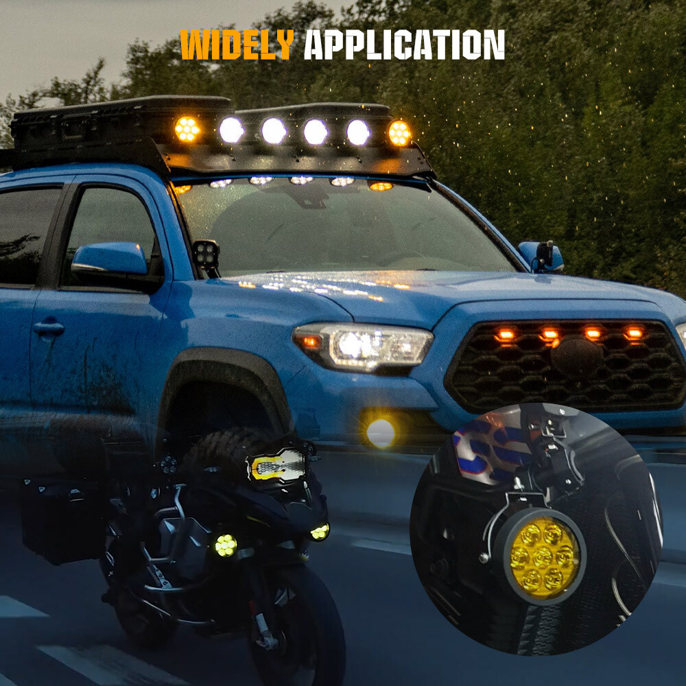 4.5" 140W Motorcycle Auxiliary LED Pod Fog Driving Light W/Yellow Spot Off Road