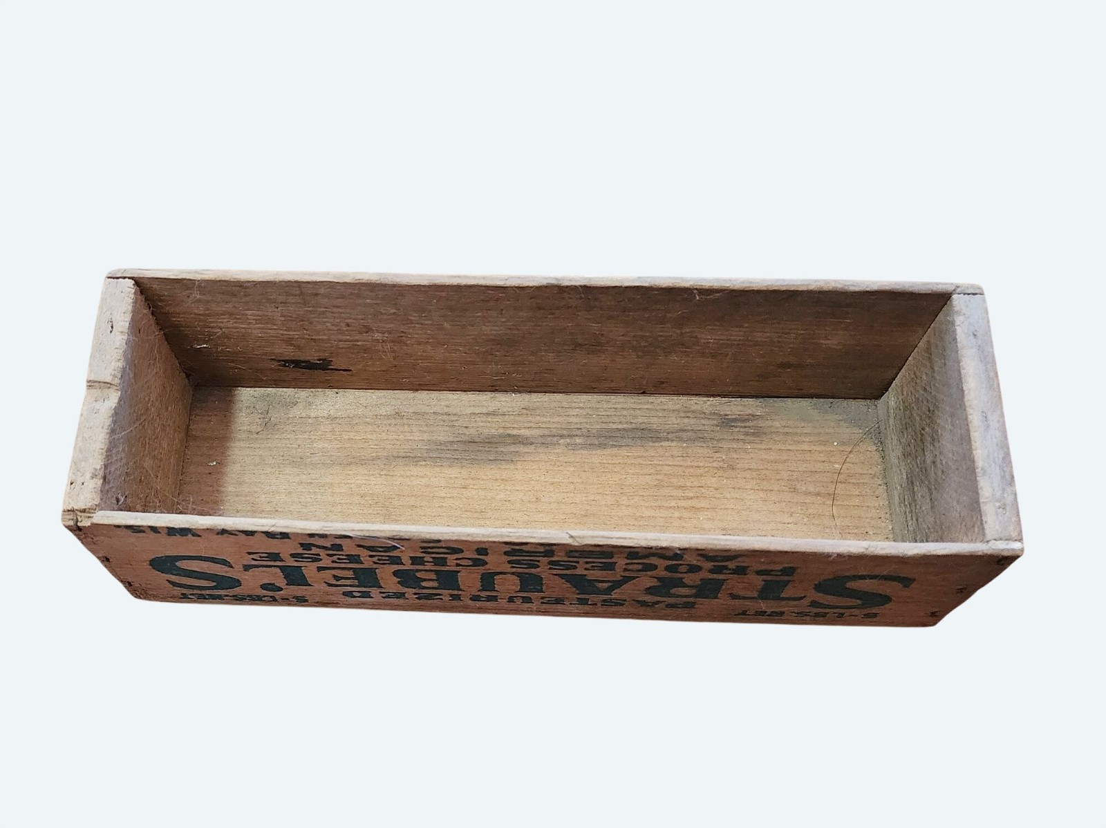 Vtg Straubels Wooden 5 Lb American Cheese Box Green Bay Wisconsin Rustic Decor