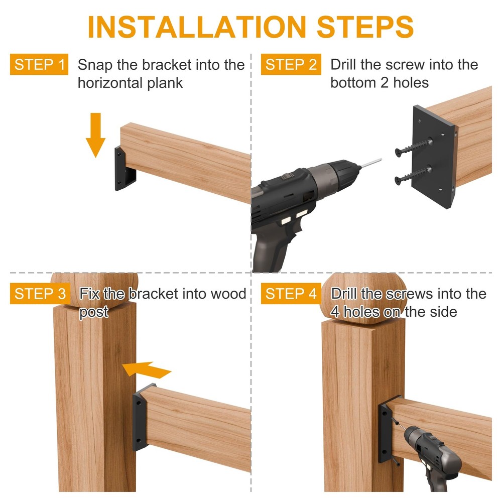 20 pcs Deck Railing Bracket Connectors for 2”×4“ (1.5" × 3.5”) Deck Railing W...