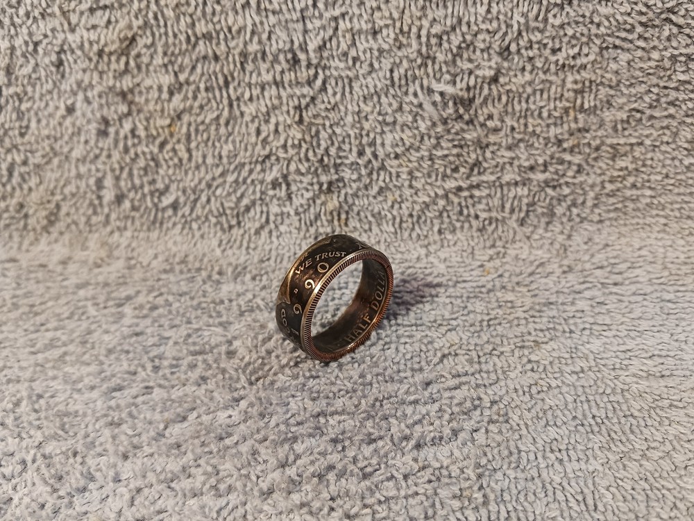 1990 Kennedy Half Dollars  size 12   coin ring  handmade mixed metals (A)