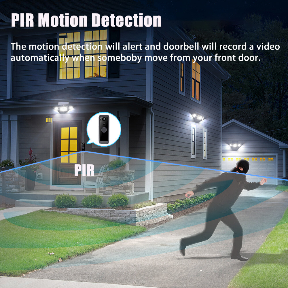Intelligent Wireless Smart Visual Doorbell Camera 2 Way Intercom PIR 4in Display