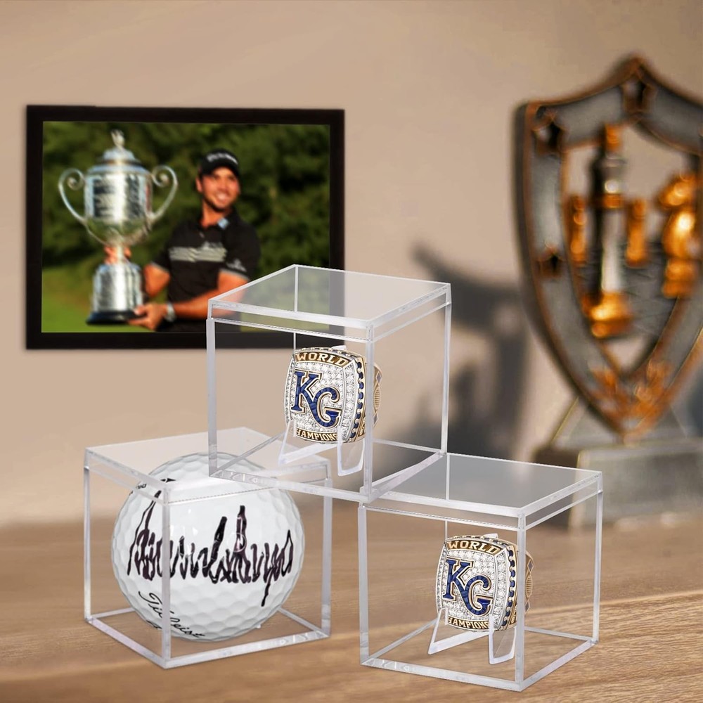Championship Ring Display Case 3pcs Clear Acrylic Plastic Baseball