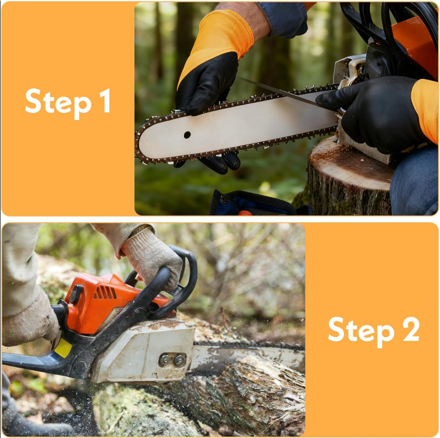 3Pcs 1/8 inch Chainsaw File Set 3.2mm Round Sharpening Tool Kit w/ Handle