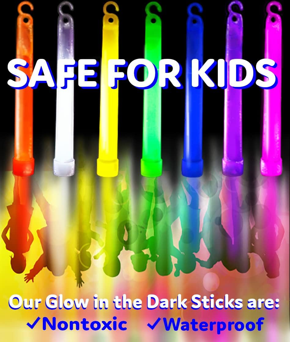 Glow Sticks Party Supplies for Kids and Adults (25Pk Assorted) - 6 Inch Bulk Glo