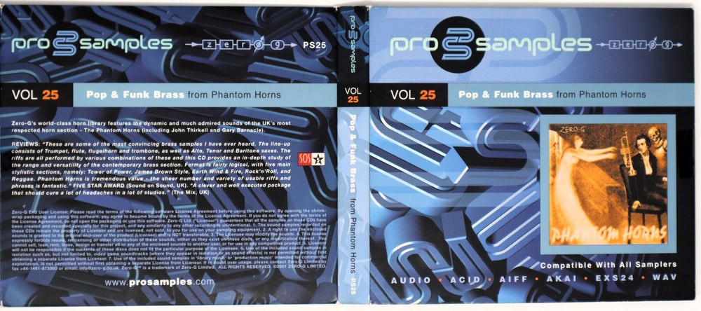 Zero-G Pro Samples 25 Pop Funk Brass Sample Library/Sound Library/Sampling 2 CD