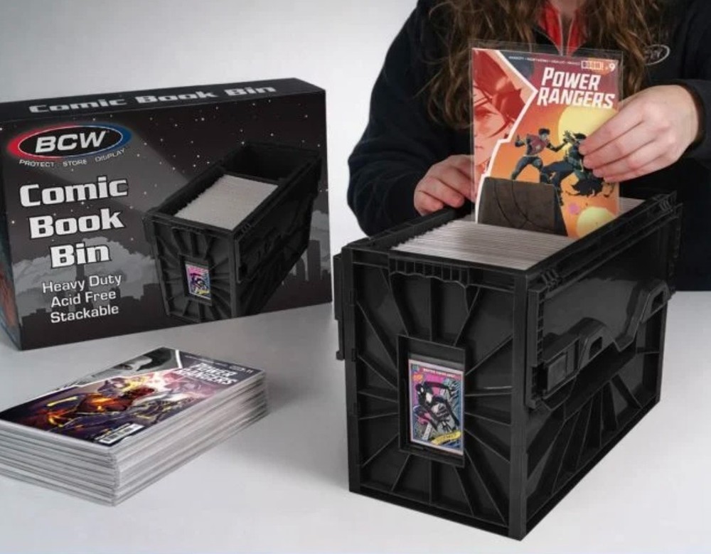 BCW Short Comic Bin Stackable w/ Locking Lid (Black Plastic) - FREE Shipping!
