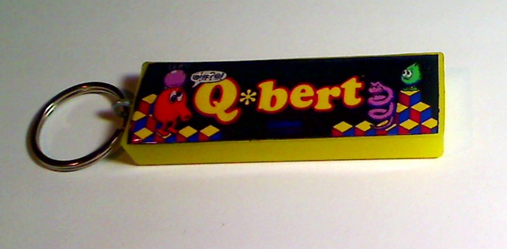 Q-Bert Arcade Marquee Coin Door accessory Keychain
