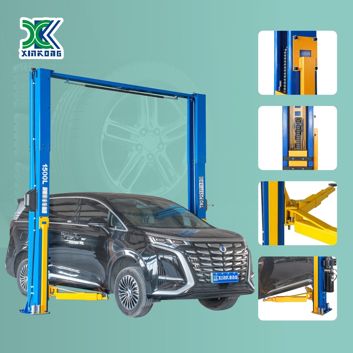 XK 2 Post Car Lift 1500L Auto Truck Hoist 15000 lb Overhead Clear Floor 220V