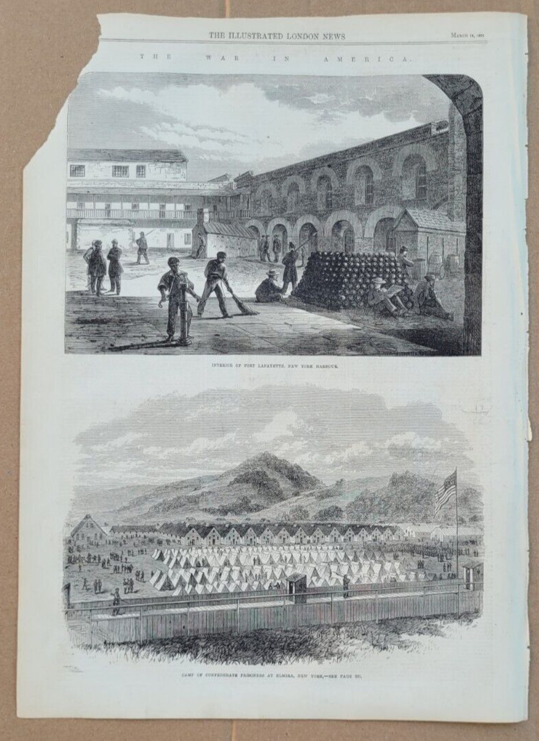 Confederate Prisoners of War Camp Elmira New York  1865 vintage print