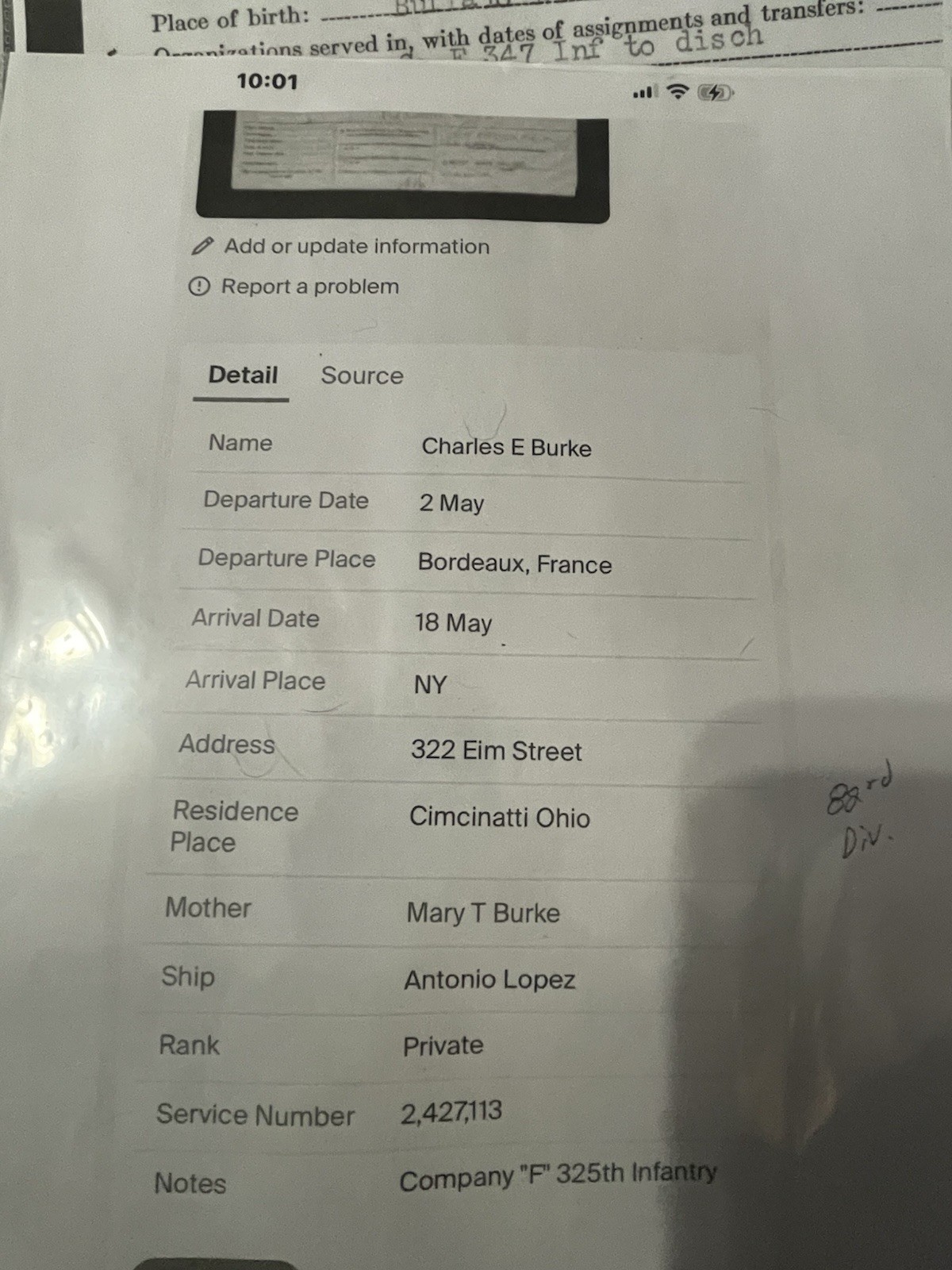 WW1 US Army Dog Tag 82nd Division-France