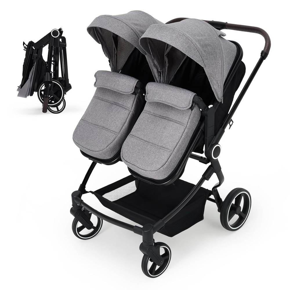 Side by Side Double Stroller Lightweight Compact Foldable Baby Travel Stroller