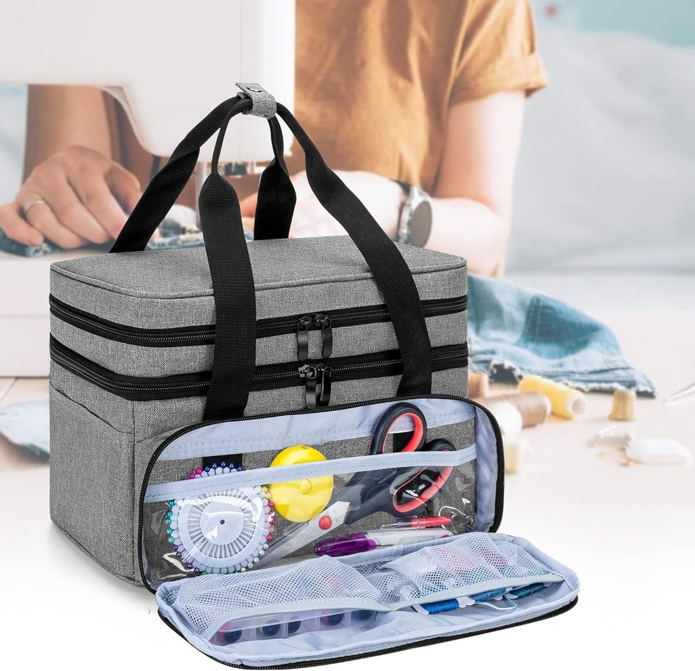 Practical Large Sewing Storage Bag with Detachable Pouches - Nylon Elegance