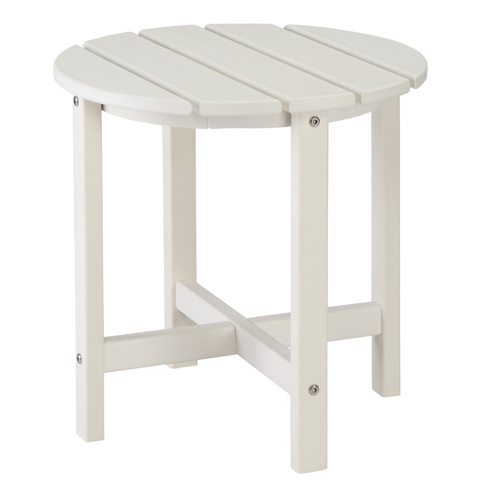 46cm Round White HDPE Side Table, Single Layer Modern Accent Table