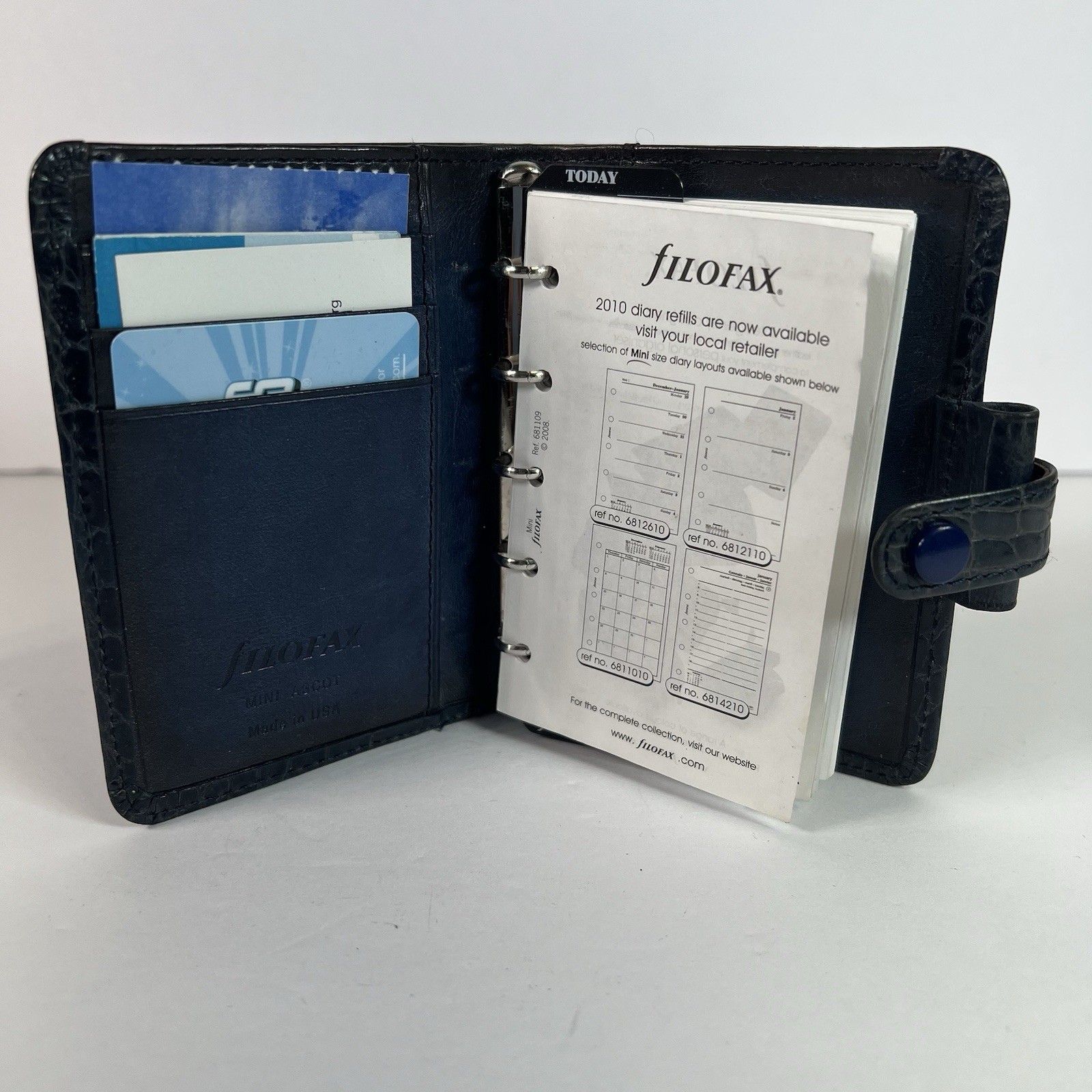 Vintage Filofax Ascot Mini Ring Croc Embossed LeatherPlanner USA Made