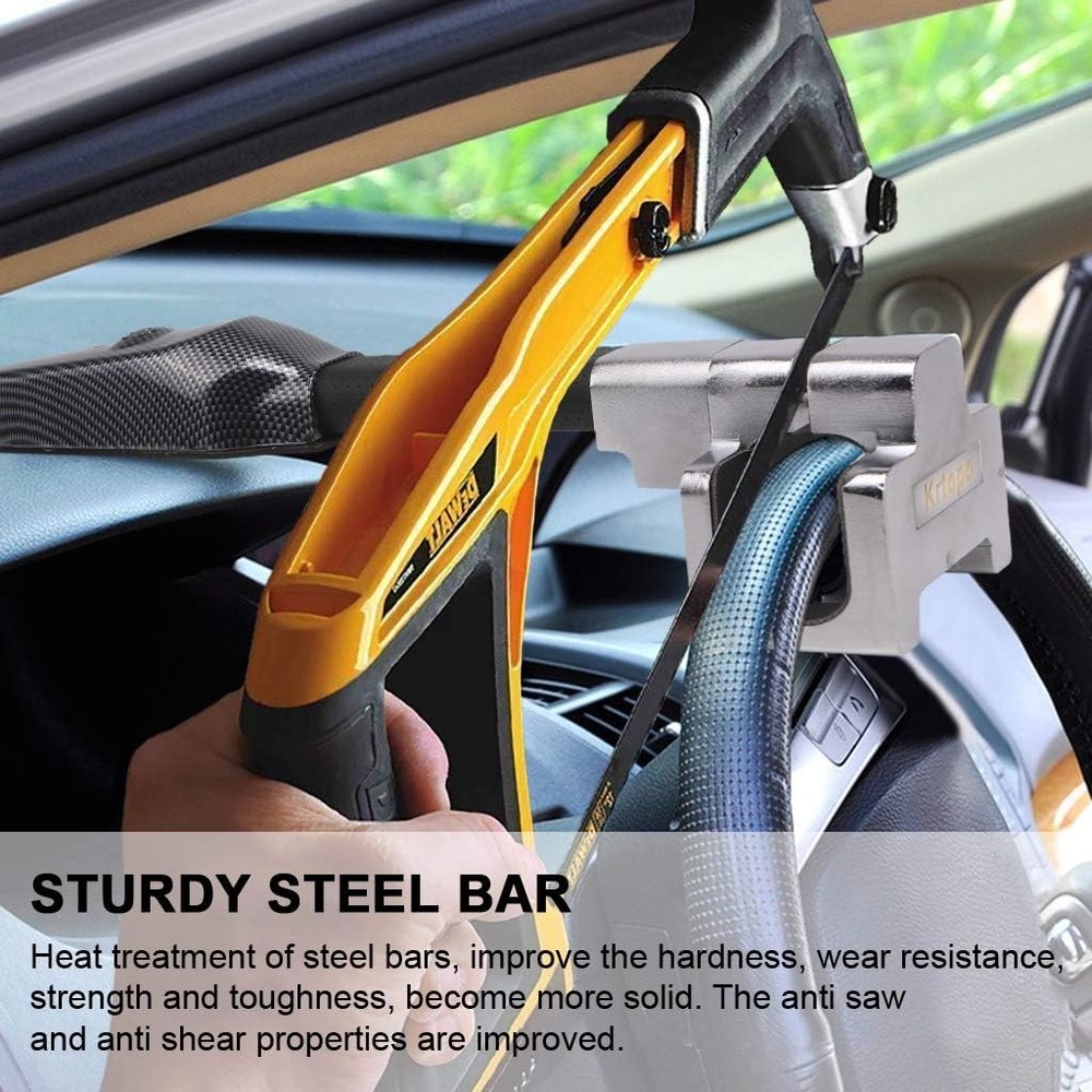 Steering Wheel Lock with Alarm, All black
