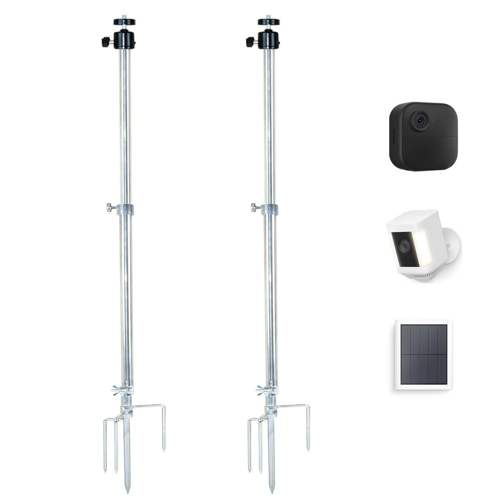 2 Pack Adjustable Camera Ground Stake Mount for Security Cameras, 26.3-39.3In He