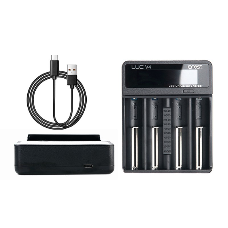 Efest LUC V4 LCD Screen Type-C USB Battery Charger Compatible Wide Range NEW