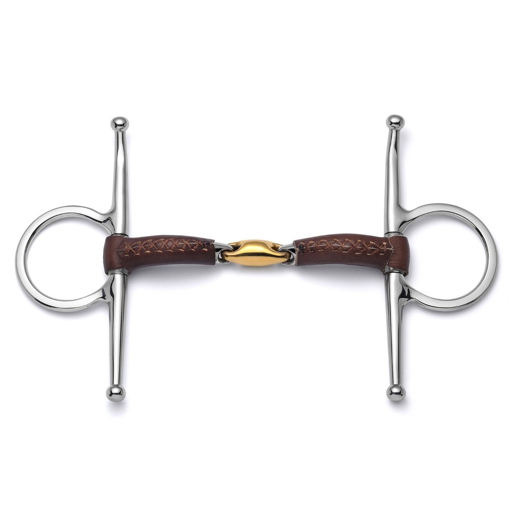 Cavalon Full Cheek Lozenge Leather Covered Snaffle Bit