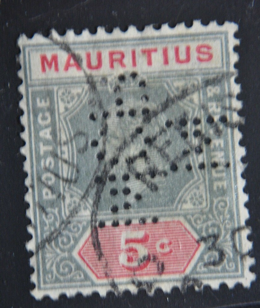 Mauritius Stamp #184a Perfin