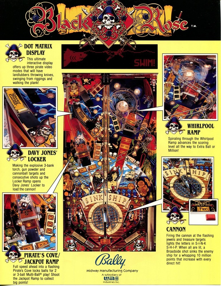Black Rose Pinball Flyer Mint / Brochure / Ad