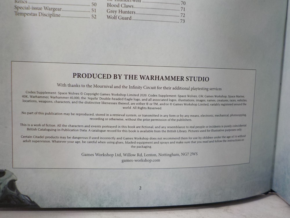 A0223 Warhammer 40K: Space Wolves Codex Supplement HC & Index Cards