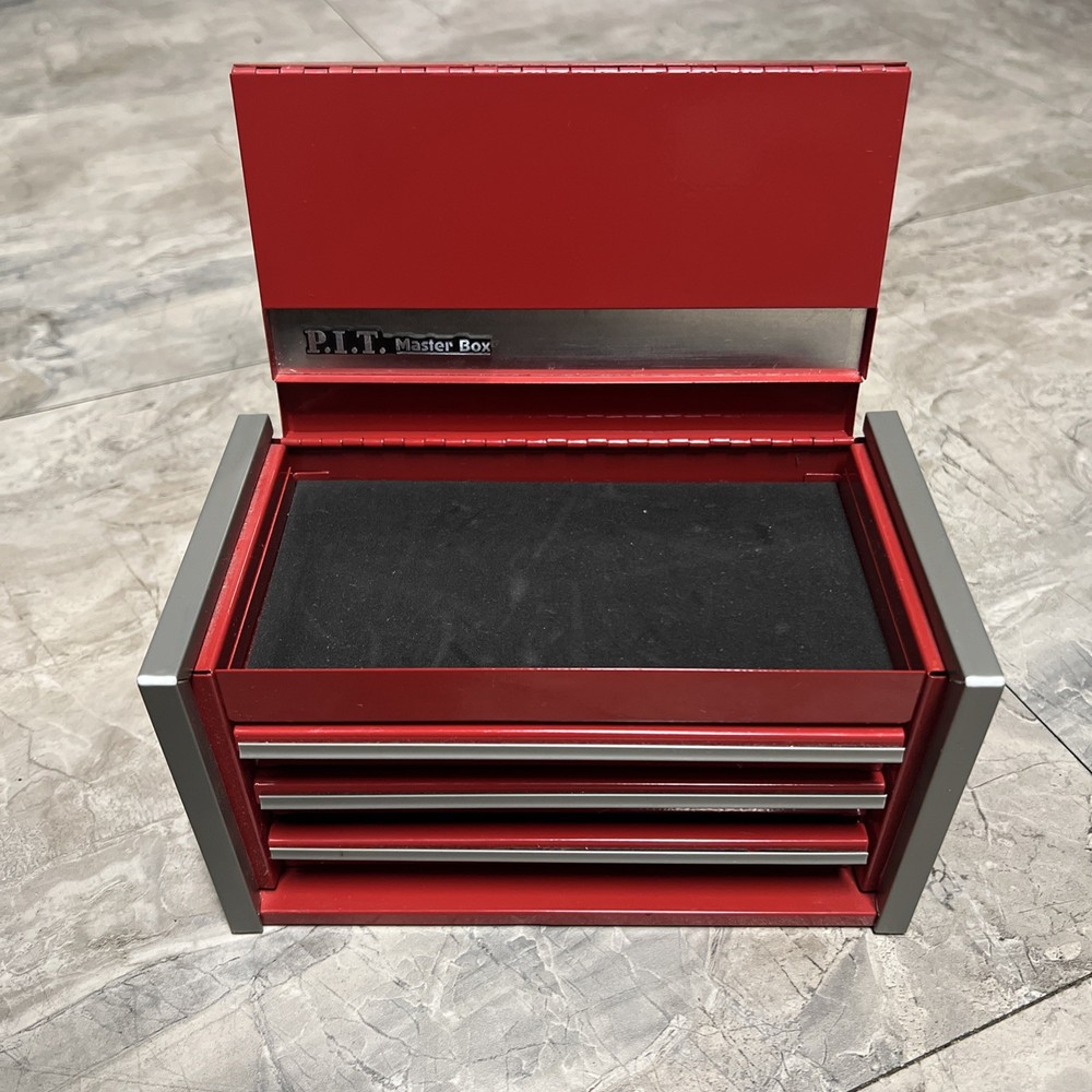 Mini Tool Box, Portable 3 Drawer Steel Stackable Tool Box with 3-Drawer Red