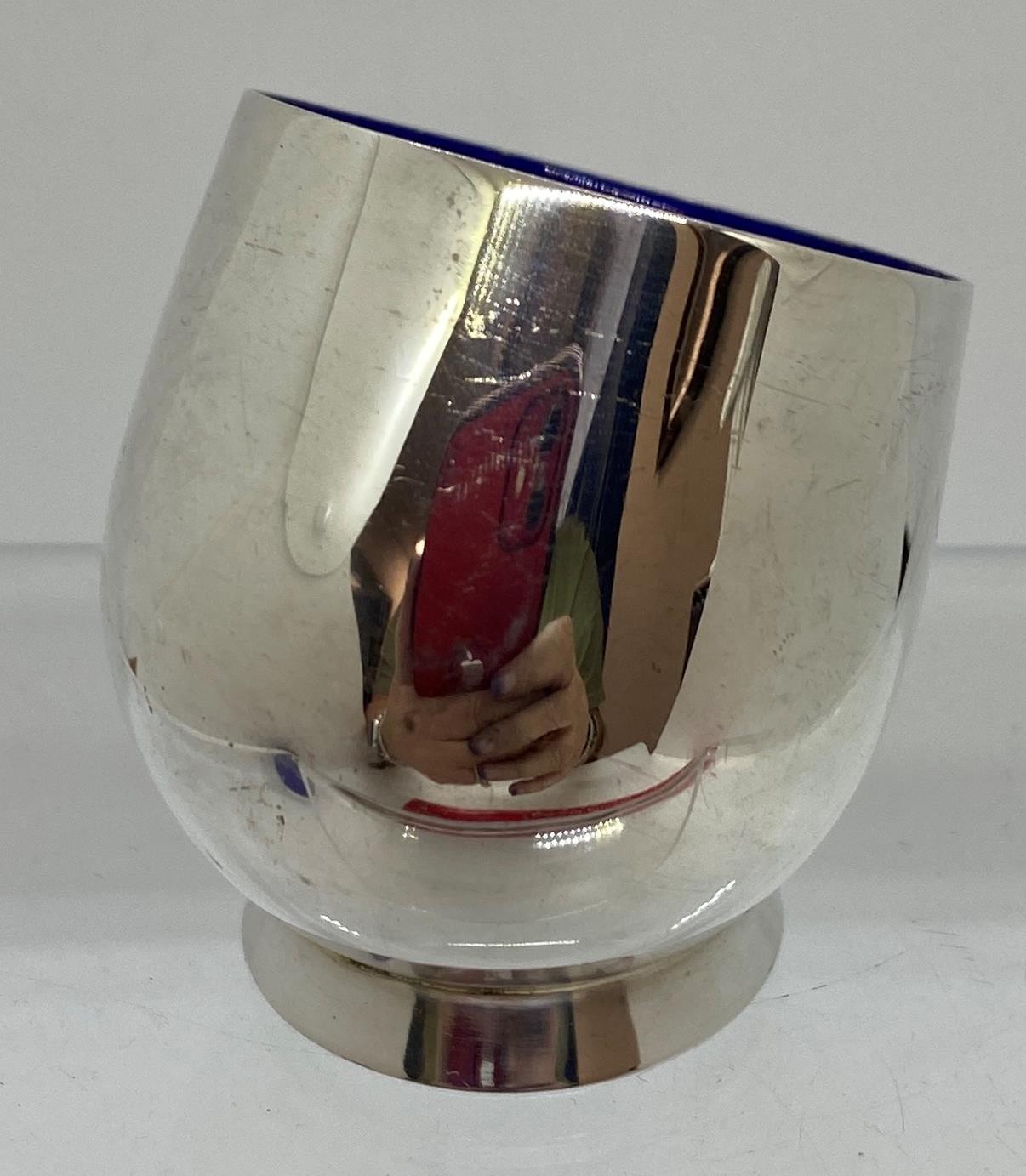 A. Michelsen Denmark Sterling Silver Blue Enamel Salt Cellar M01